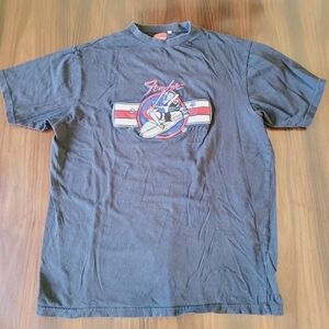 Vintage Fender Pin Up Girl on a Rocket Embroidered Patch T-shirt Men's Size XXL